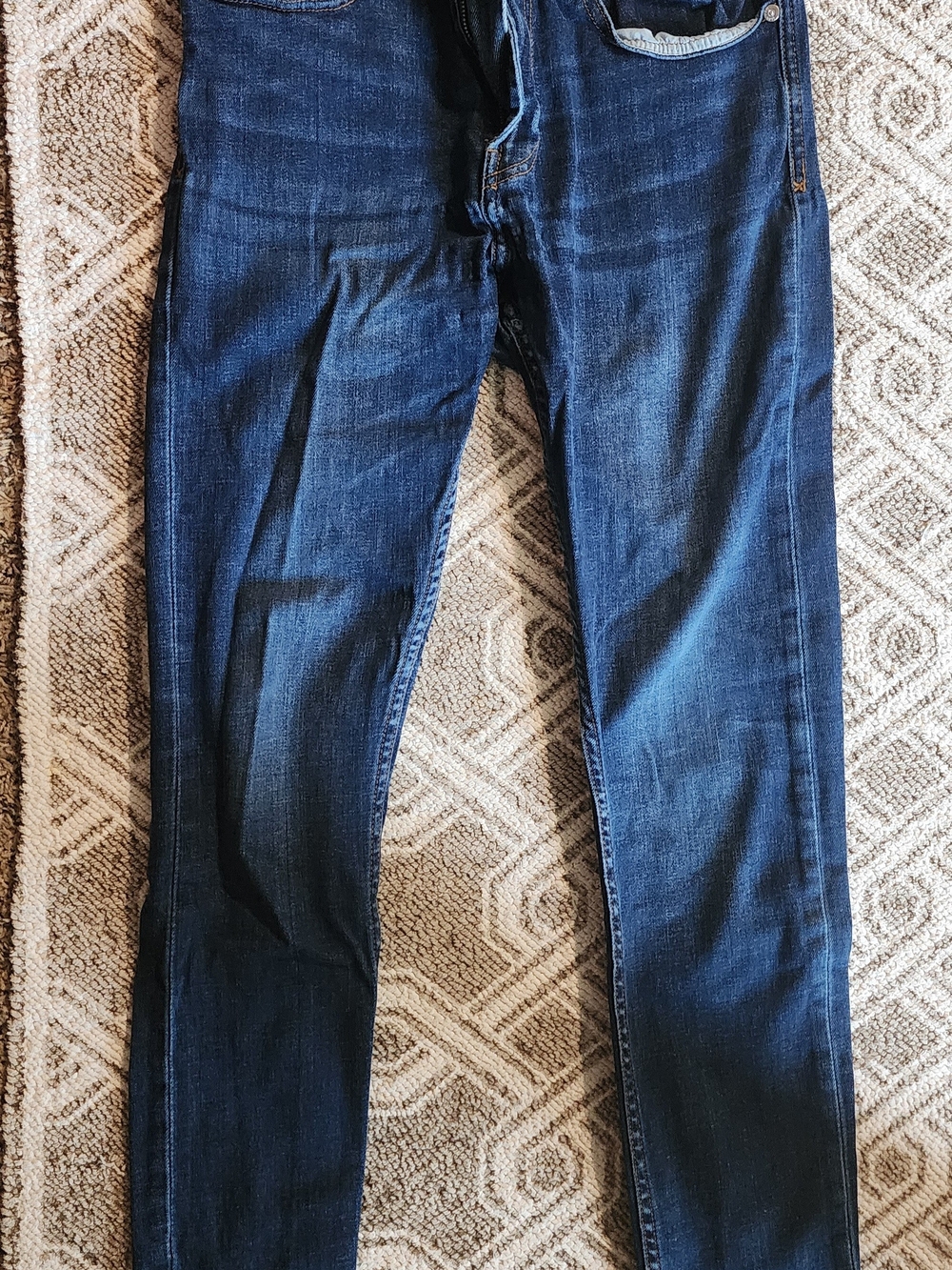 Zara Men's Slim Straight Jeans in Dark Blue Wash